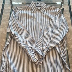 Men's Striped Blue and White Shirt